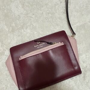 Kate Spade Maroon and Blush Clutch